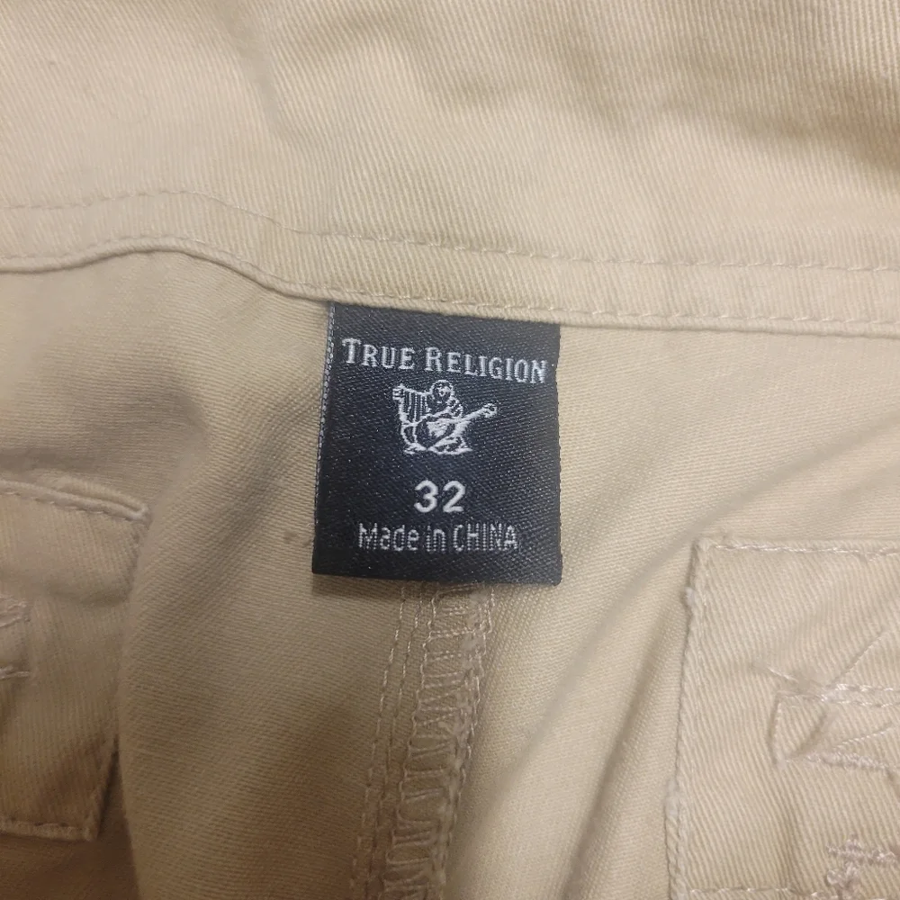 True Religion Mens Size 36 Cargo Shorts Travertine‎ Khaki 108056R5 Y2K Grunge